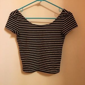 Striped Crop Off The Shoulder T Shitt